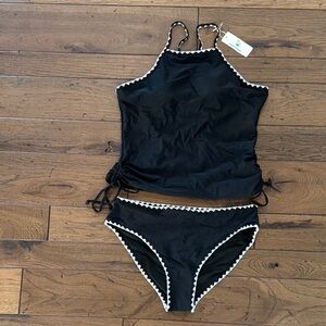 Black and White tankini Set Sz L